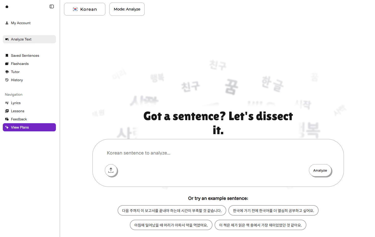 Hanbok main interface